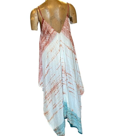 Lovestitch Boho Handkerchief Hem Beach Dress Cover-up Cotton S/M #96Q - Picture 4 of 6